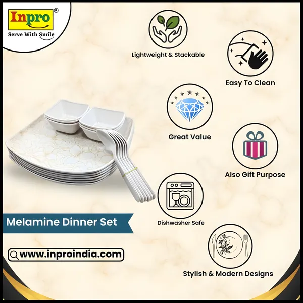 Inpro_Designer_Melamine_Dinner_Set_(Pack_of_18_Pcs)_for_Kitchen_&_Dining|_Long-Lasting_Dinnerware_Set�Contains_6_Full_Dinner_Plate,_6_bowls,_6_Spoons