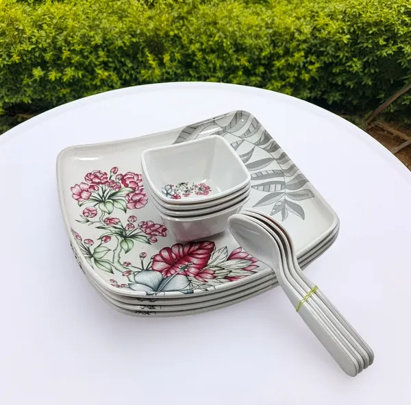 Inpro_Melamine_Dinner_Set_for_Home_&_Hotel_(Pack_of_12_Pcs)|_Strong,_&_Stylish_Dinnerware_Contains_4_Full_Dinner_Plate,_4_bowls,_4_Spoons
