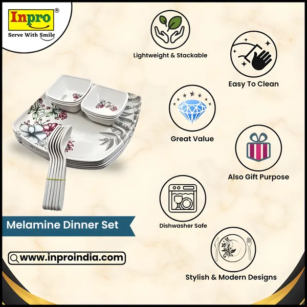 Inpro_Designer_Melamine_Dinner_Set_(Pack_of_18_Pcs)_for_Kitchen_&_Dining|_Long-Lasting_Dinnerware_Set�Contains_6_Full_Dinner_Plate,_6_bowls,_6_Spoons