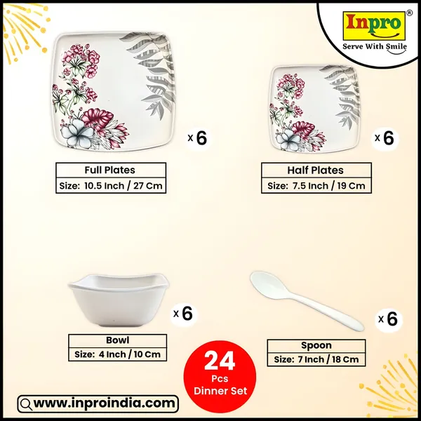 Inpro_Multicolor_24_pcs_Melamine_dinnerware_set_-_lightweight_stackable_and_reusable.