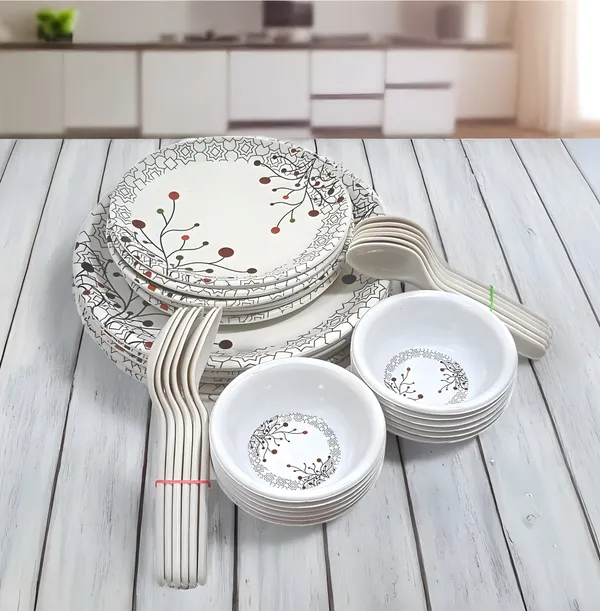 Multicolor_36_Pcs_Melamine_Dinnerware_Set_Contains_6_Full_Plates,_6_Half_Plates,_12_Bowls_And_12_Spoons_-_Perfect_Kitchen_Utensils_Set_For_Family_Meals