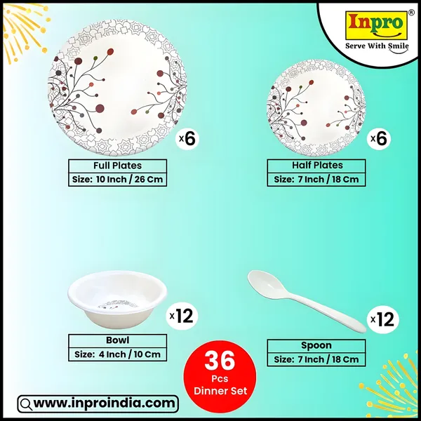 Multicolor_36_Pcs_Melamine_Dinnerware_Set_Contains_6_Full_Plates,_6_Half_Plates,_12_Bowls_And_12_Spoons_-_Perfect_Kitchen_Utensils_Set_For_Family_Meals