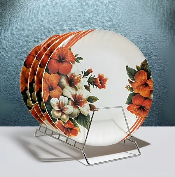 Multicolor_Serve_Up_Style_With_Melamine_Round_Dinner_Plate_Set_Of_4_-_Perfect_For_Snacks_And_More
