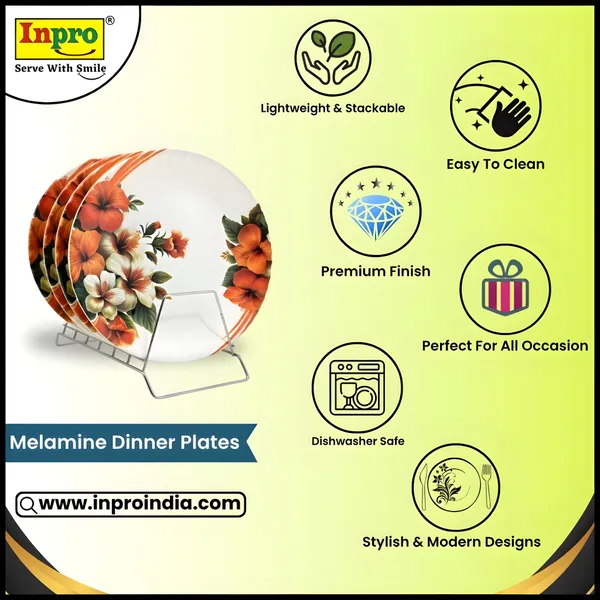 Multicolor_Serve_Up_Style_With_Melamine_Round_Dinner_Plate_Set_Of_4_-_Perfect_For_Snacks_And_More