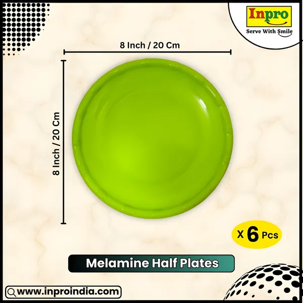 Inpro_Elegant_Melamine_Round_Half_Plates_Set_(Pack_of_6)_-_Perfect_for_Serving_Snacks_and_Meals_for_6!