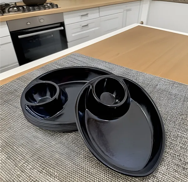 Black_Oval_Shape_Melamine_Serving_Snacks_Section_Platters_Set_Of_6_-_Perfect_For_Dinner_&_Serving_Snacks