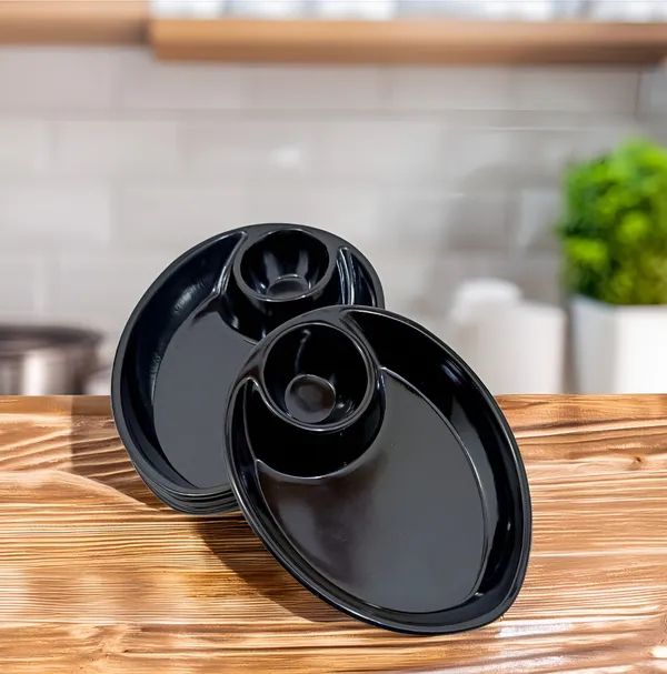Black_Oval_Shape_Melamine_Serving_Snacks_Section_Platters_Set_Of_6_-_Perfect_For_Dinner_&_Serving_Snacks