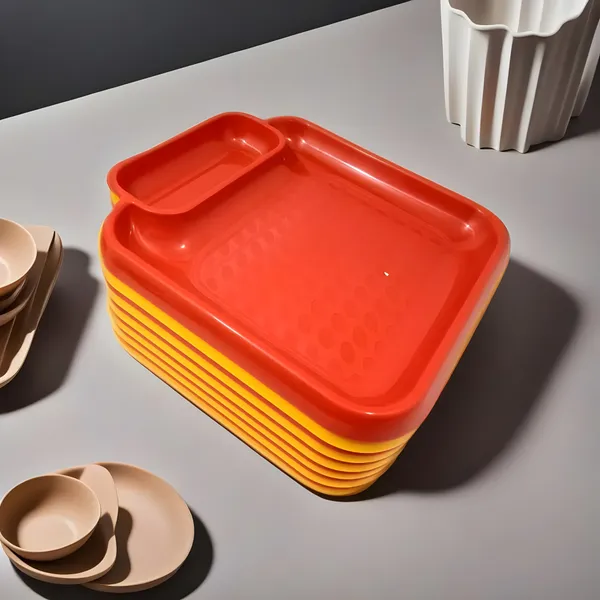 Multicolor_Sectioned_Plastic_Platter_Set_Of_12_In_Yellow_&_Red_Color-_Perfect_For_Dinner_Parties