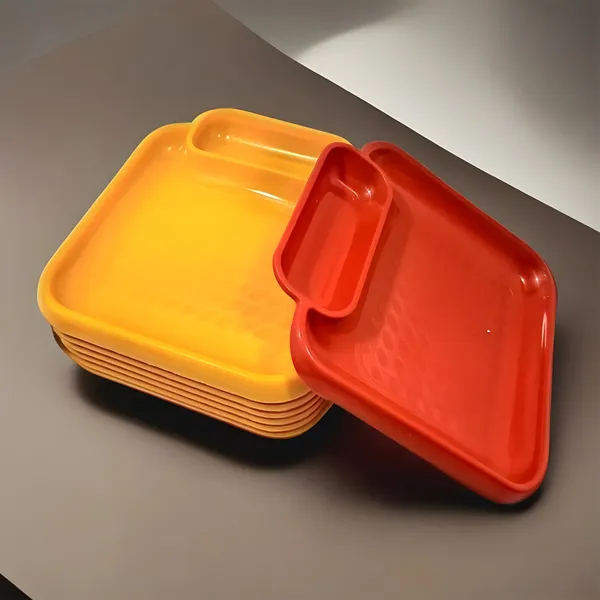 Multicolor_Sectioned_Plastic_Platter_Set_Of_12_In_Yellow_&_Red_Color-_Perfect_For_Dinner_Parties