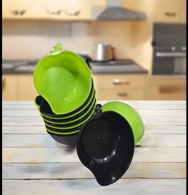 Multicolor_Plastic_Mango_Snacks_Bowls_Set_Of_12_(6_Green_&_6_Black)_Perfect_For_Serving_Snacks_And_More