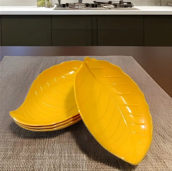 Yellow_Melamine_Designer_Snacks_Platter_Set_Of_4_-_Perfect_For_Snacks_And_Meals