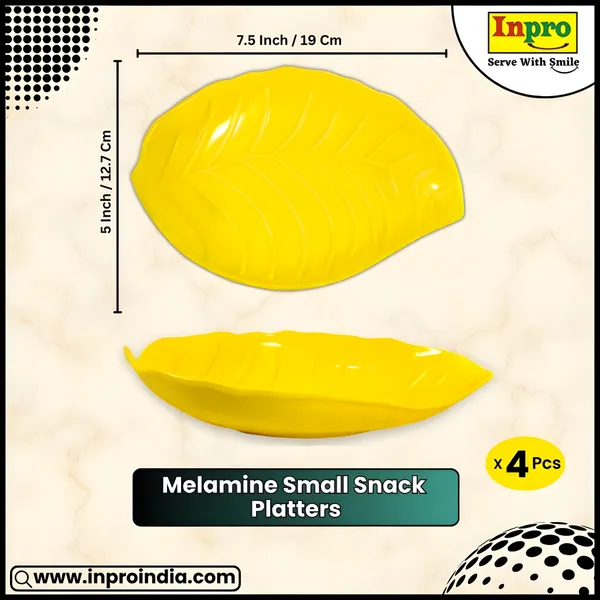 Yellow_Melamine_Designer_Snacks_Platter_Set_Of_4_-_Perfect_For_Snacks_And_Meals