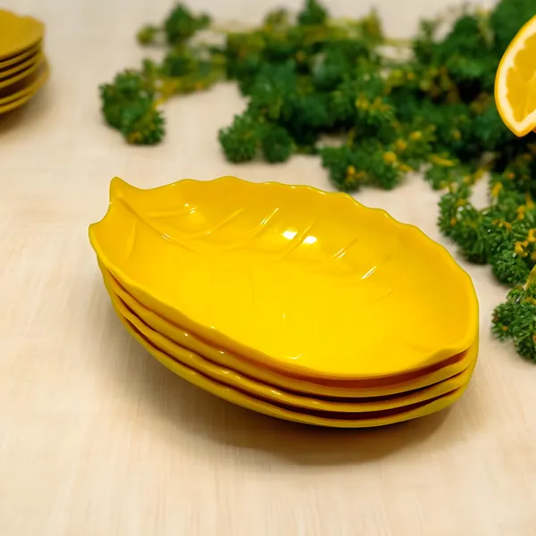 Yellow_Melamine_Designer_Snacks_Platter_Set_Of_4_-_Perfect_For_Snacks_And_Meals