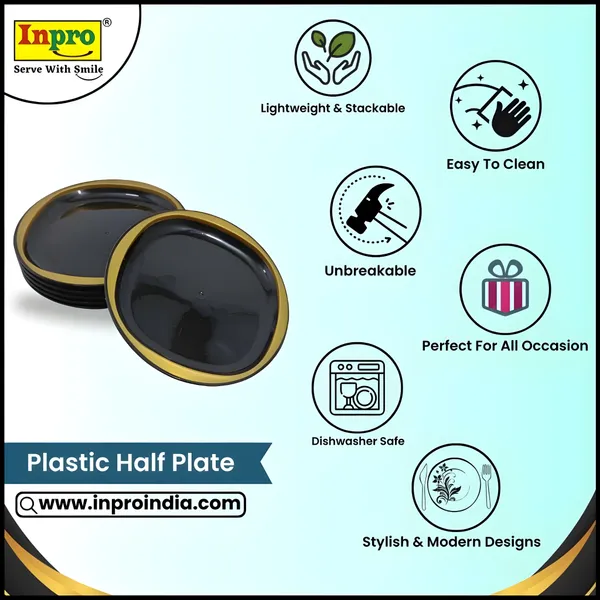 Inpro_Unbreakable_Plastic_Half_Plates_Perfect_for_Serving–_Set_of_6_|_Unbreakable,_BPA-Free_&_Everyday_Use