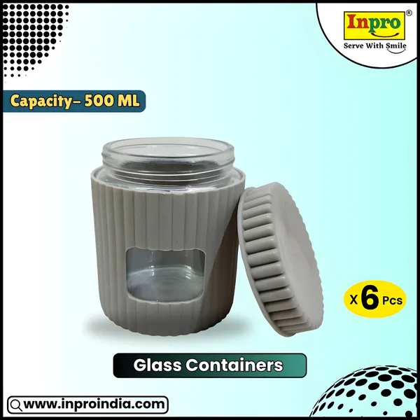 Inpro_(Pack_Of_6)_Glass_Jar_with_Plastic_Outer_Body_–_Durable,_Safe,_and_Stylish_Container_for_Spices,_Snacks,_and_More