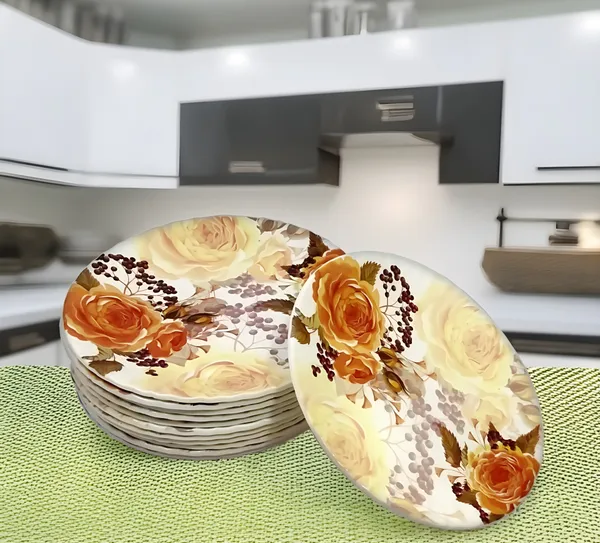 Multicolor_Round_Melamine_Half_Plates_Set_Of_12_-_Perfect_For_Snacks,_Meals_And_Entertaining