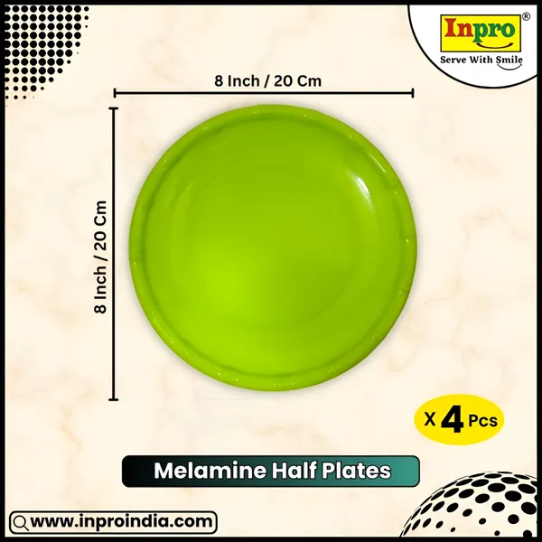 Inpro_Melamine_Round_Serving_Half_Plates_Set_of_4-_Perfect_Addition_to_Your_Kitchen_Utensils_Collection!_(Size:_8_Inch/20_cm)