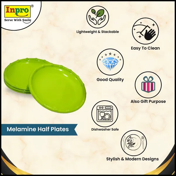 Inpro_Melamine_Round_Serving_Half_Plates_Set_of_4-_Perfect_Addition_to_Your_Kitchen_Utensils_Collection!_(Size:_8_Inch/20_cm)