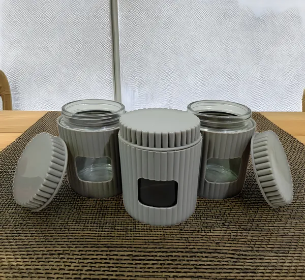 Grey_Eco-Friendly_Glass_Jar_With_Protective_Polypropylene_Outer_Shell_(Pack_Of_3)_Leak-Proof_And_Reusable_Food_Storage_Container