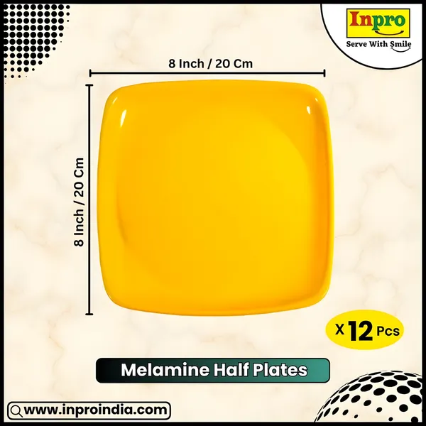 Yellow_Set_Of_12_Melamine_Square_Half_Plates_Perfect_For_Kitchen_And_Dining