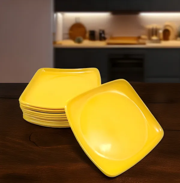 Yellow_Set_Of_12_Melamine_Square_Half_Plates_Perfect_For_Kitchen_And_Dining