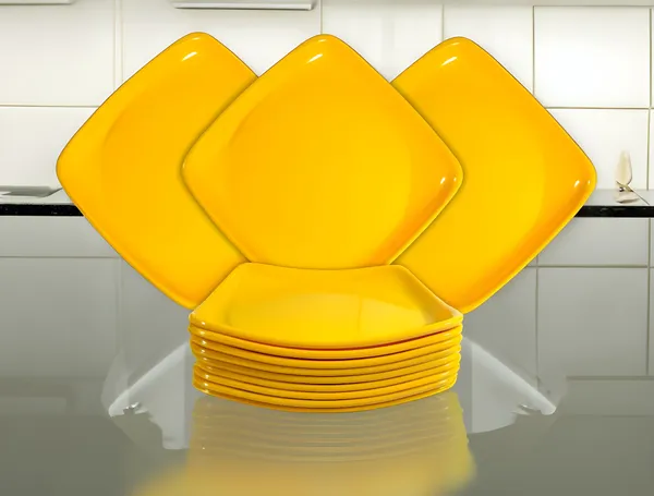 Yellow_Set_Of_12_Melamine_Square_Half_Plates_Perfect_For_Kitchen_And_Dining
