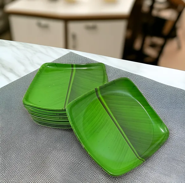 Green_Melamine_Square_Half_Plates_Set_Of_12_-_Perfect_Addition_To_Your_Kitchen_Utensils_Collection
