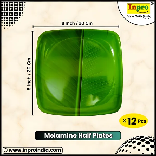 Green_Melamine_Square_Half_Plates_Set_Of_12_-_Perfect_Addition_To_Your_Kitchen_Utensils_Collection