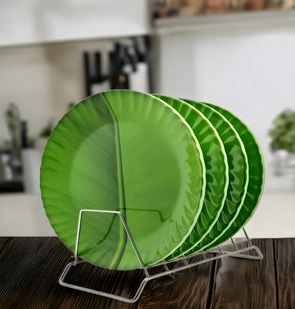 Green_Elevate_Your_Dining_Experience_With_Set_Of_4_Melamine_Round_Full_Plates-Perfect_For_Dinner