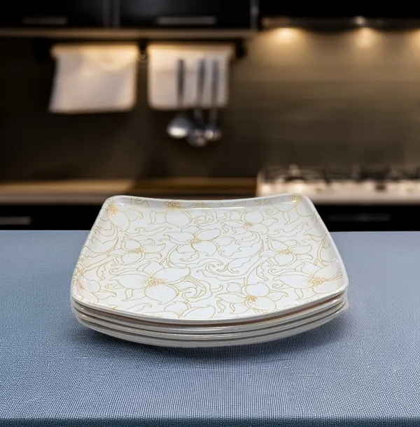 Inpro_Melamine_Square_Dinner_Full_Plates_(Pack_of_4)|_Lightweight_Plates_for_Daily_Use_|_dinnerware_plate_(Size:_10.5_Inch/27_cm)