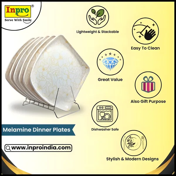 Inpro_Melamine_Square_Dinner_Full_Plate_Set_for_Home_&_Restaurant_(Pack_of_6)|_Durable,_Scratch-Resistant_&_Stylish_Dinnerware_(Size:_10.5_Inch/27_cm)