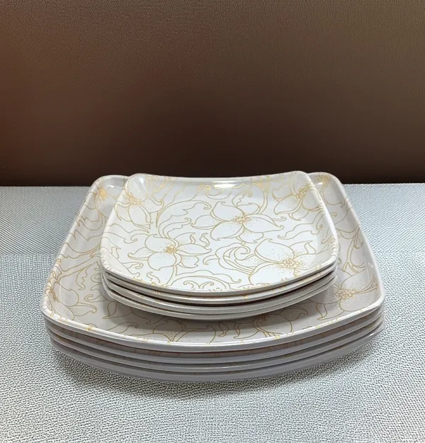 Inpro_Melamine_Square_Dinner_Plate_Set_|4_Full_Plates_&_4_Half_Plates_|_Designer_Dinnerware_Plates,__Perfect_for_Indian_Dining_|_melamine_plate_for_home