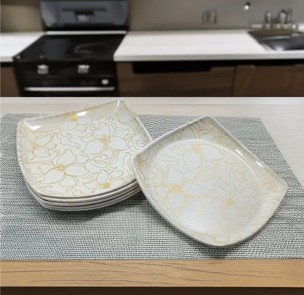 Inpro_Designer_Melamine_Square_Dinner_Half_Plates_(Pack_of_6)|_Easy_to_Clean_&_Long-Lasting_|_Perfect_for_Indian_meals_(Size:_7.5_Inch/19_cm)