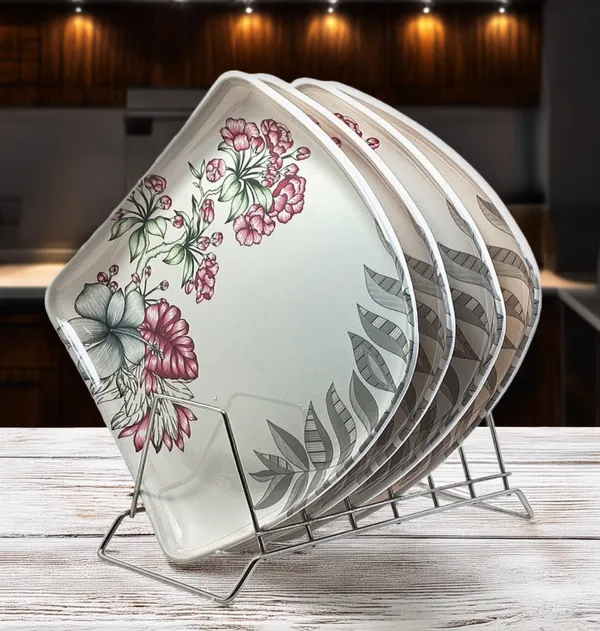 Inpro_Melamine_Square_Dinner_Full_Plates_(Pack_of_4)|_Lightweight_Plates_for_Daily_Use_|_dinnerware_plate_(Size:_10.5_Inch/27_cm)