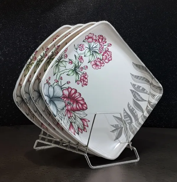 Inpro_Melamine_Square_Dinner_Full_Plates_(Pack_of_4)|_Lightweight_Plates_for_Daily_Use_|_dinnerware_plate_(Size:_10.5_Inch/27_cm)