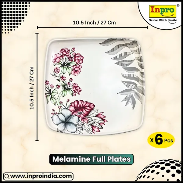 Inpro_Designer_Melamine_Square_�Dinner_Plates_(Pack_of_6)|_Strong_&_Perfect_for_Indian_Dining_|_melamine_plate_for_home_(Size:_10.5_Inch/27cm)