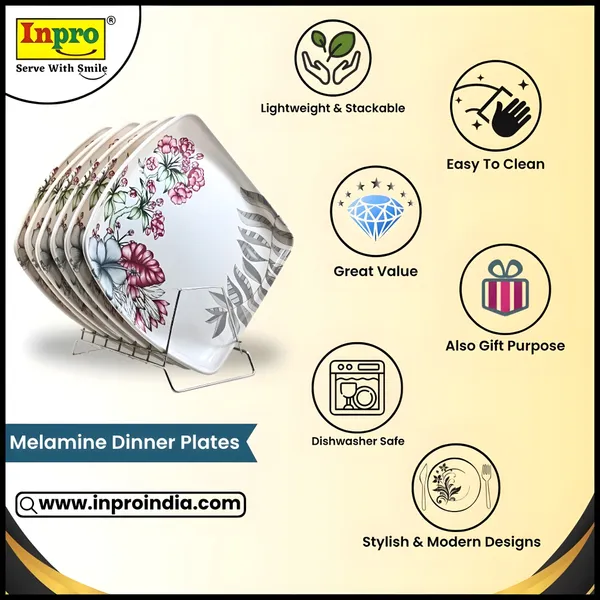 Inpro_Designer_Melamine_Square_�Dinner_Plates_(Pack_of_6)|_Strong_&_Perfect_for_Indian_Dining_|_melamine_plate_for_home_(Size:_10.5_Inch/27cm)