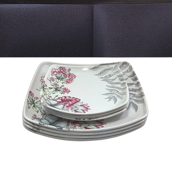 Inpro_Melamine_Square_Dinner_Plate_Set_|4_Full_Plates_&_4_Half_Plates|_Designer_Dinnerware_Plates_,_Perfect_for_Indian_Dining_|_melamine_plate_for_home