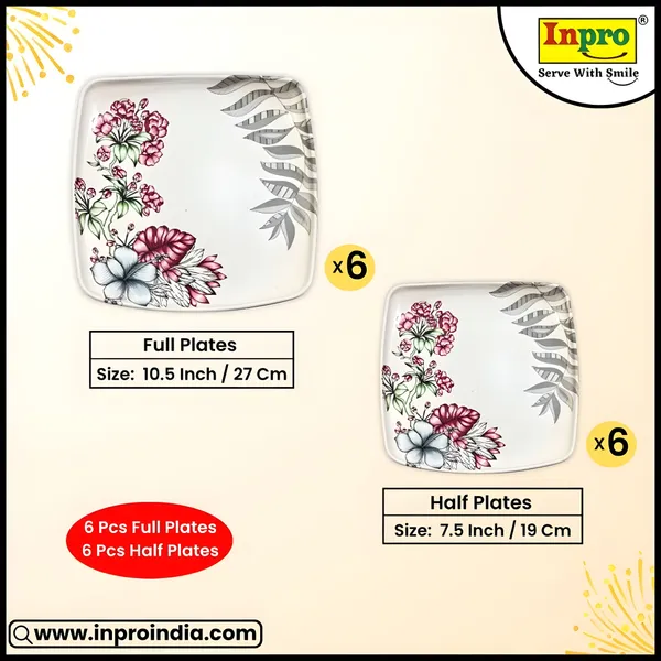 Inpro_Designer_Melamine_Square_Dinner_Plates_6_Full_Plates_&_6_Half_Plates|_Strong_&_Perfect_for_Indian_Dining_|_melamine_plate_for_home_|_Durable,_Scratch-Resistant_&_Stylish_Dinnerware