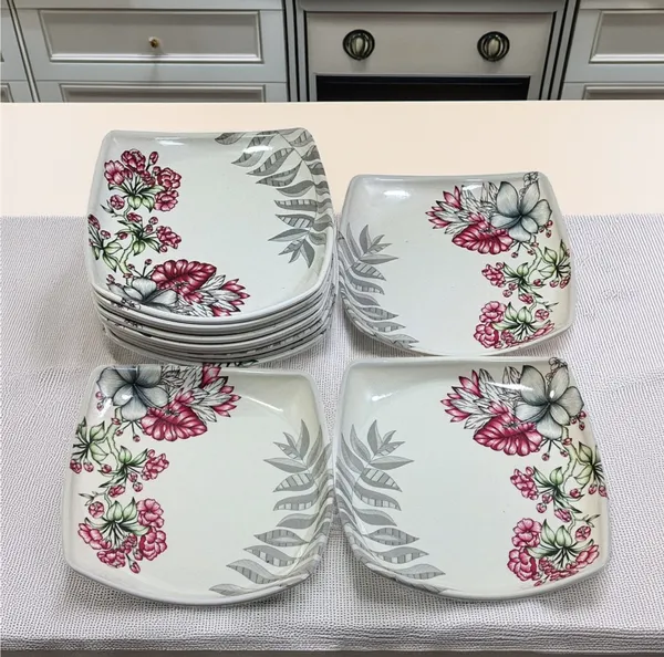Inpro_Melamine_Square_Dinner_Half_Plates_(Pack_of_12)|_Lightweight_Plates_for_Daily_Use_|_dinnerware_plate_Ideal_for_Daily_Meals_&_Parties__(Size:_7.5_Inch/19_cm)
