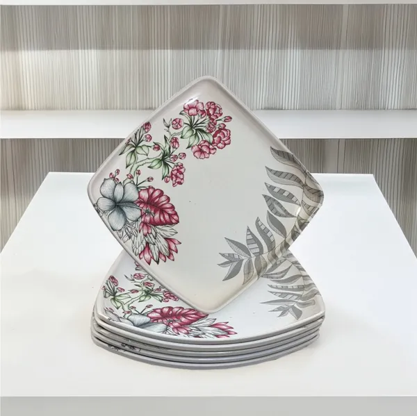 Inpro_Designer_Melamine_Square_Dinner_Half_Plates_(Pack_of_6)|_Lightweight_Plates_for_Daily_Use__|_Perfect_for_Indian_meals_(Size:_7.5_Inch/19_cm)