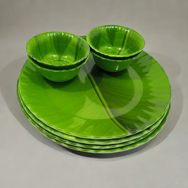 Green_Modern_Design_Melamine_8_Pcs_Dinner_Set_|_4_Full_Plates_&_4_Bowls_For_Kitchen