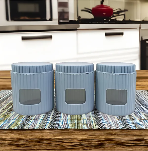 Navy_Blue_Eco-Friendly_Glass_Jar_With_Protective_Polypropylene_Outer_Shell_(Pack_Of_3)_Leak-Proof_And_Reusable_Food_Storage_Container