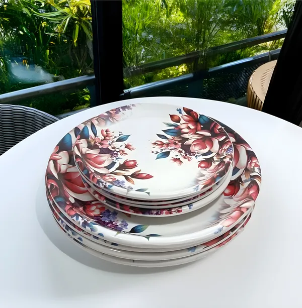 Multicolor_8-Piece_(4_Full_&_4_Half)_Melamine_Round_Dinner_Plate_-_Perfect_For_Snacks_And_Dinner_Parties