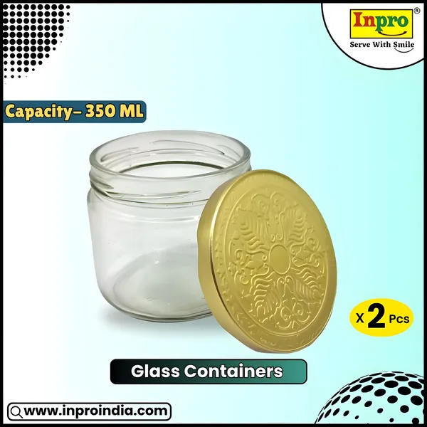 Transparent_350Ml_Small_Glass_Jar_With_Golden_Metal_Lid_(Pack_Of_2)_|_Airtight_Kitchen_Storage_Container