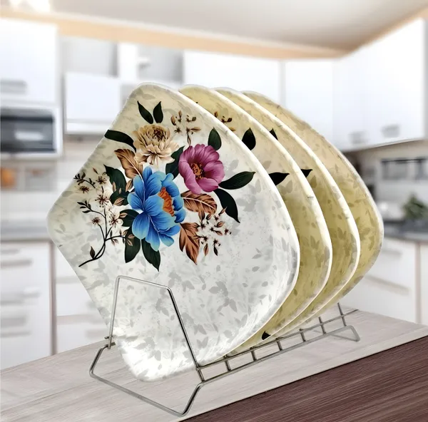 Multicolor_Complete_Your_Kitchen_With_Our_Set_Of_4_Melamine_Square_Dinner_Plates_-_Perfect_For_Snacks