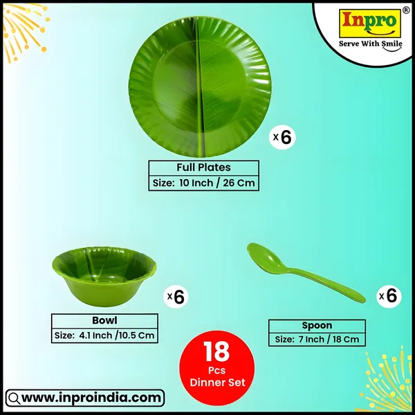 Green_Daily_Use_18_Pcs_Melamine_Dinner_Set_Contains_6_Full_Plates,_6_Bowls_And_6_Spoons_|_Ideal_For_Picnics_-_Perfect_For_Any_Occasion