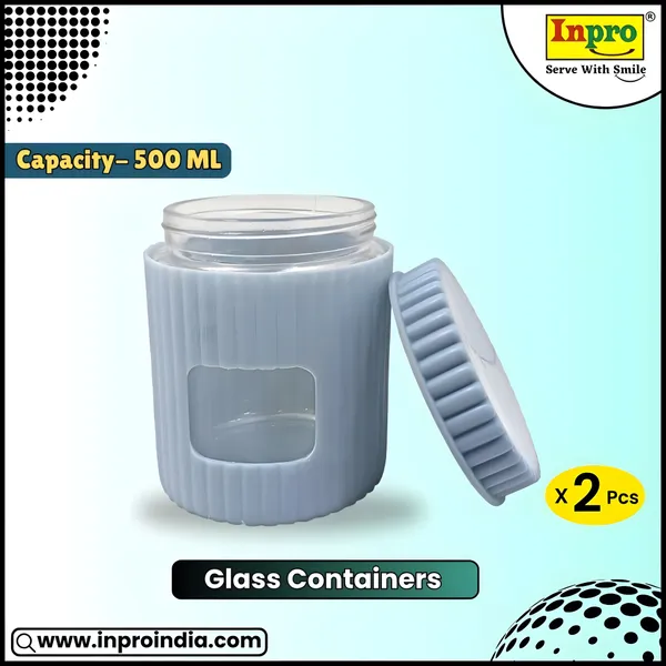 Navy_Blue_Multipurpose_Glass_Storage_Jar_With_Durable_Polypropylene_Outer_Body_And_Airtight_Lid_(Pack_Of_2)_-_Ideal_For_Kitchen,Dry_Fruit_Serving_&_Travel
