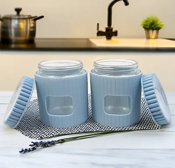 Navy_Blue_Multipurpose_Glass_Storage_Jar_With_Durable_Polypropylene_Outer_Body_And_Airtight_Lid_(Pack_Of_2)_-_Ideal_For_Kitchen,Dry_Fruit_Serving_&_Travel