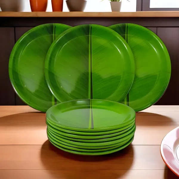 Green_Melamine_Round_Serving_Half_Plates_Set_Of_12_-_Perfect_For_Kitchen